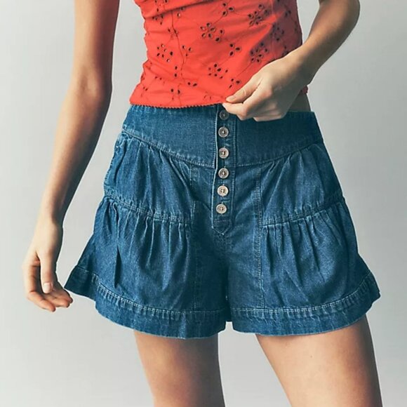 Free People Pants - We The Free Fleur Denim Shorts Color True Blue